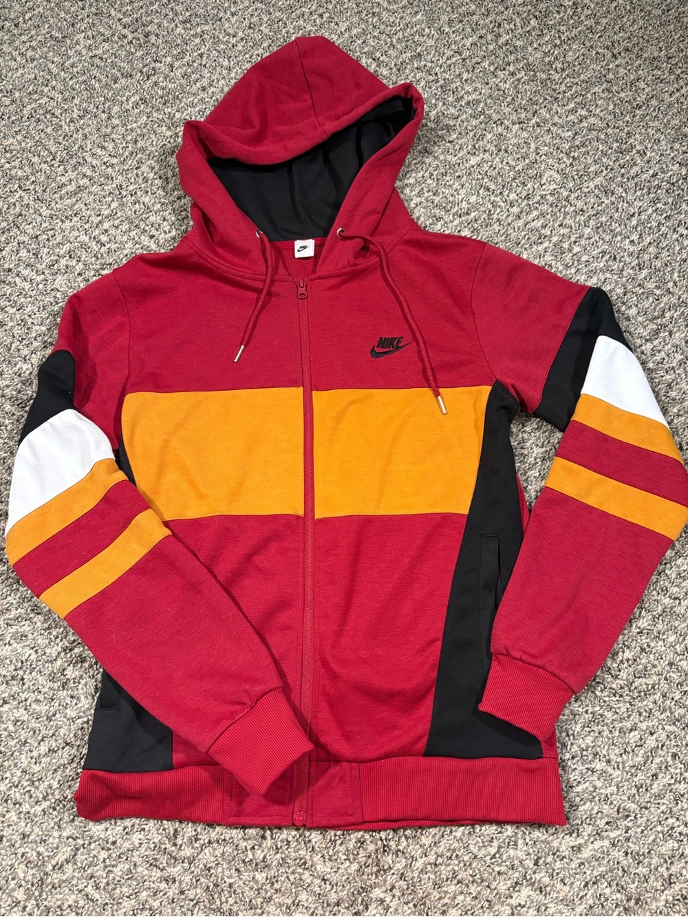 Nike Red, Gold & Black Colorblock Zip Hoodie Jacket